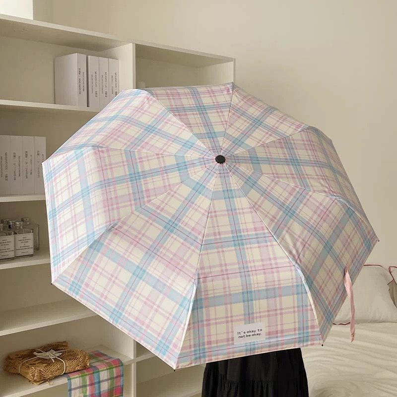 Lovely Plaid Pocket Umbrella - Image 5
