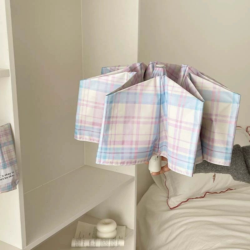 Lovely Plaid Pocket Umbrella - Image 3